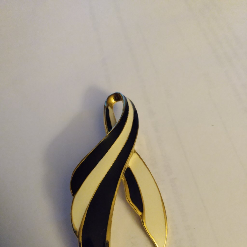 Black And White Twisted Ribbon Brooch Vintage